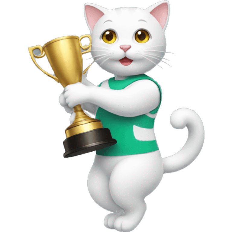 cat holding up a number 10 trophy emoji