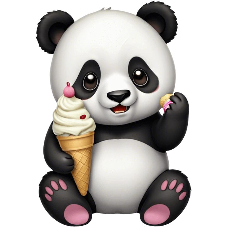 Panda eating ice cream emoji