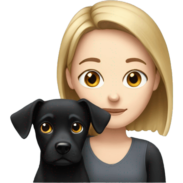 White Girl and black dog emoji