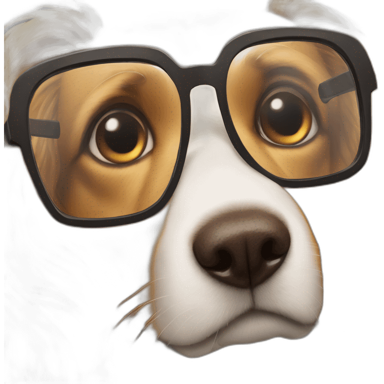 Dog peering over top of reading glasses emoji