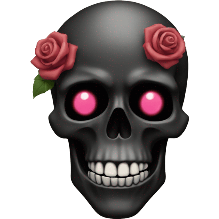 skull black with rose  in mouth emoji