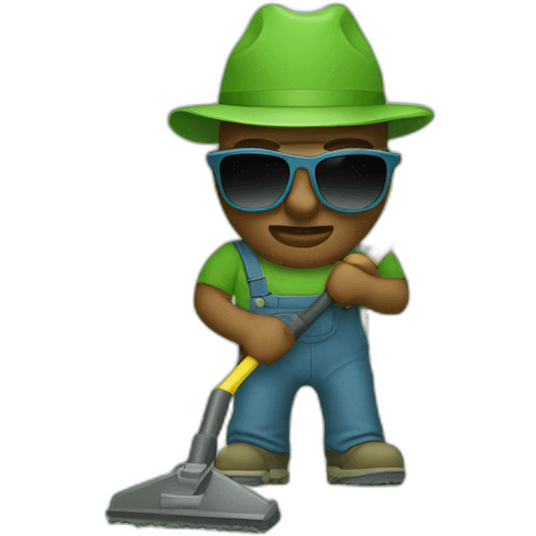 Weed whacker with sunglasses emoji