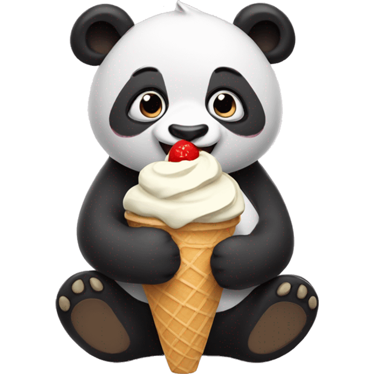 Panda eating ice cream emoji