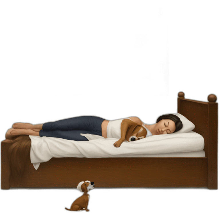 A woman melting into a painting while a dog sleeps emoji