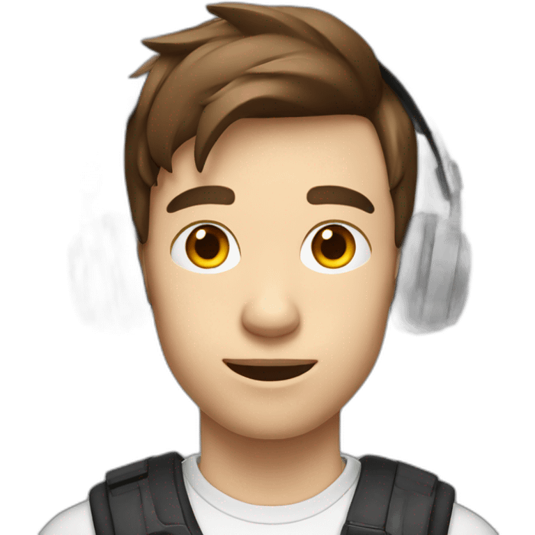 gamer skinny brown hair school boy in gaming headphones emoji