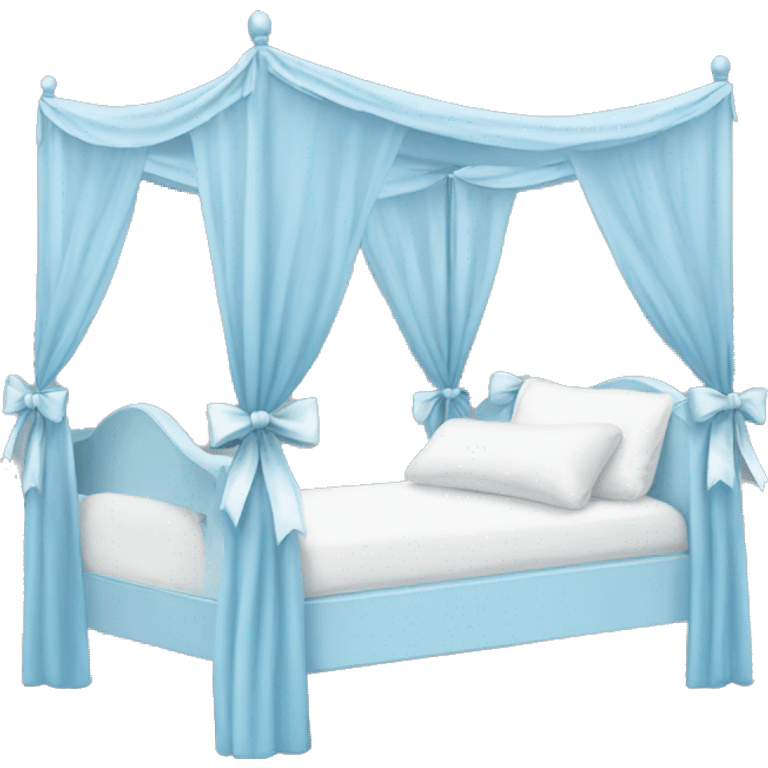 Baby blue canopy bed with white bows emoji