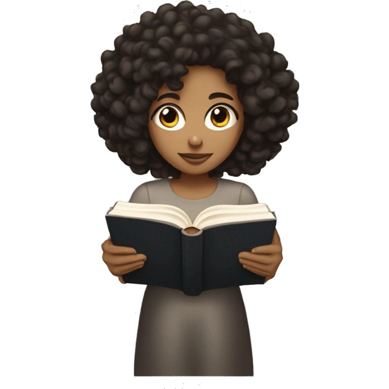 lightskin girl with dark curly hair reading a bible  emoji