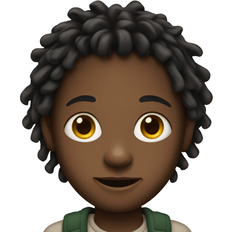 portrait of a boy looking with locs emoji