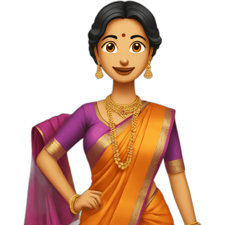 Maharashtrian women with saree and Nath  emoji