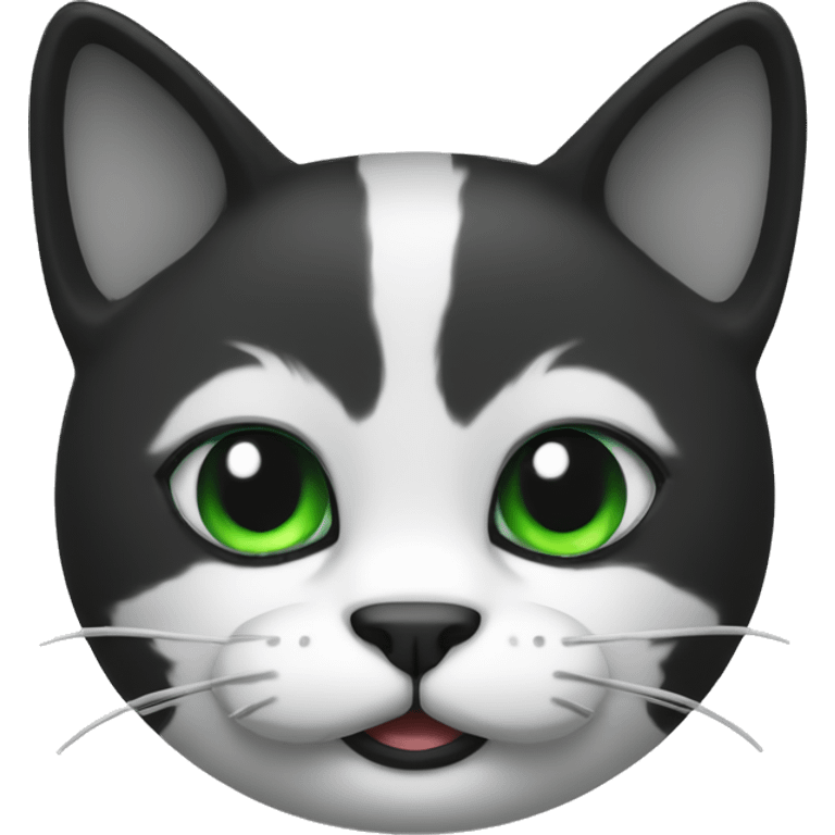 black and white with foncé vert eyes happy cat emoji emoji