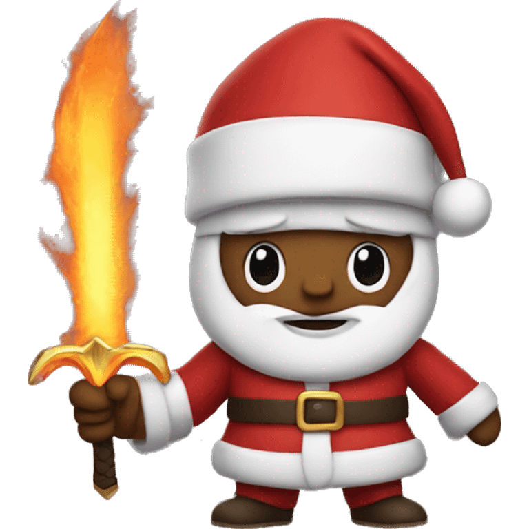 Santa holding a sword of fire emoji