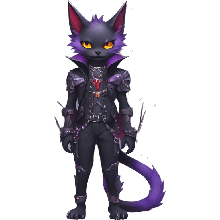 cool edgy black punk purple red ethereal fantasy nargacuga-bat-cat-Fakemon collar harness full body emoji