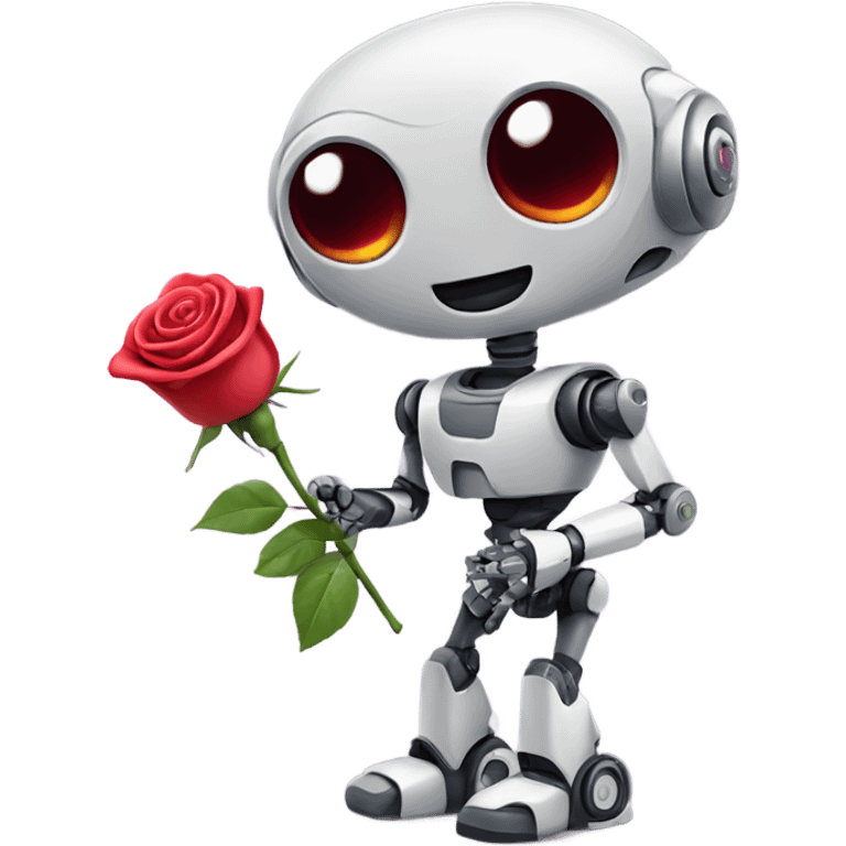 cute robot holds a rose emoji