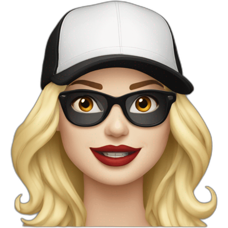 Margot robbie in a black cap emoji