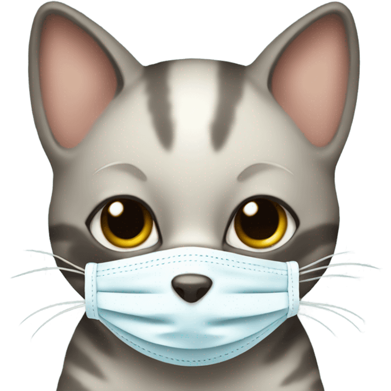 baby cat with covid mask emoji