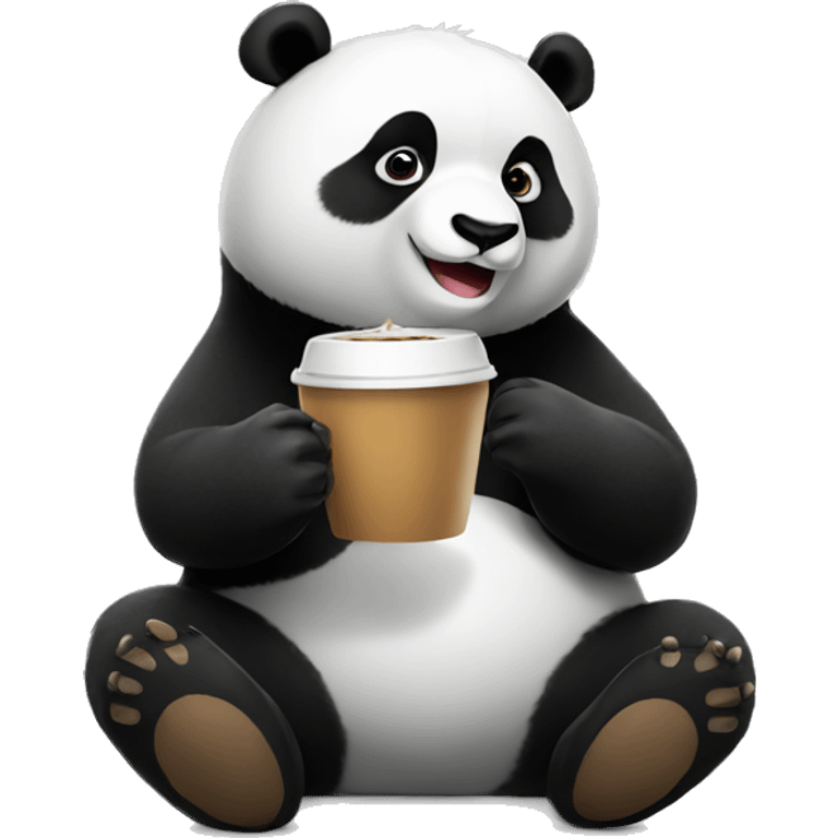 Panda with coffe emoji