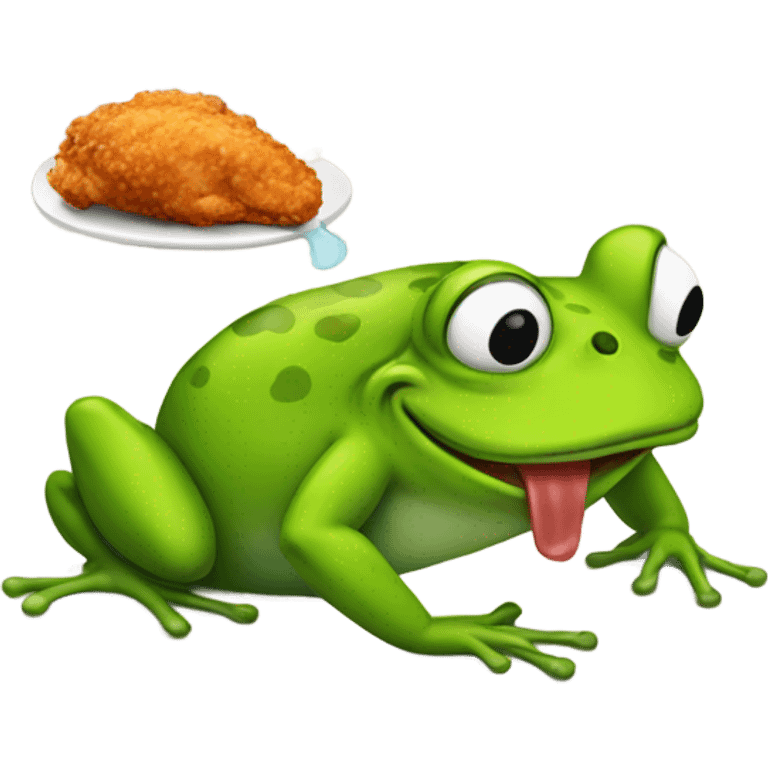 Frog eating fried chicken  farting emoji