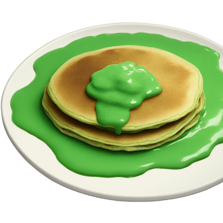 green pancakes on a plate with green sauce emoji