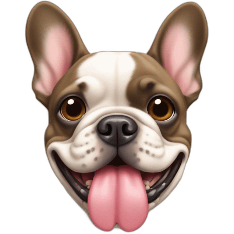 chunky tan french bulldog with tongue out emoji