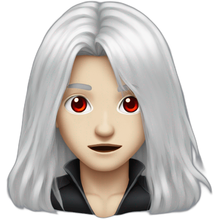 young long hair white haired red eyes vampire emoji