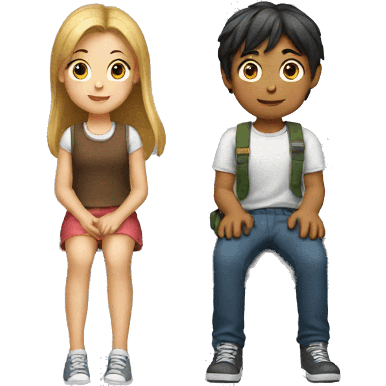 A girl and a boy sitting in opposite direction  emoji