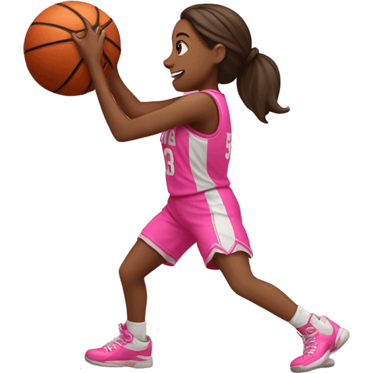 girl in pink jersey shooting a basketball  emoji