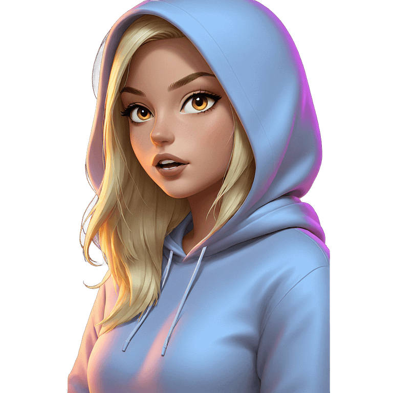 blonde girl in hooded sweatshirt emoji