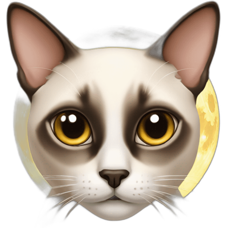 Siamese Cat with moon face emoji