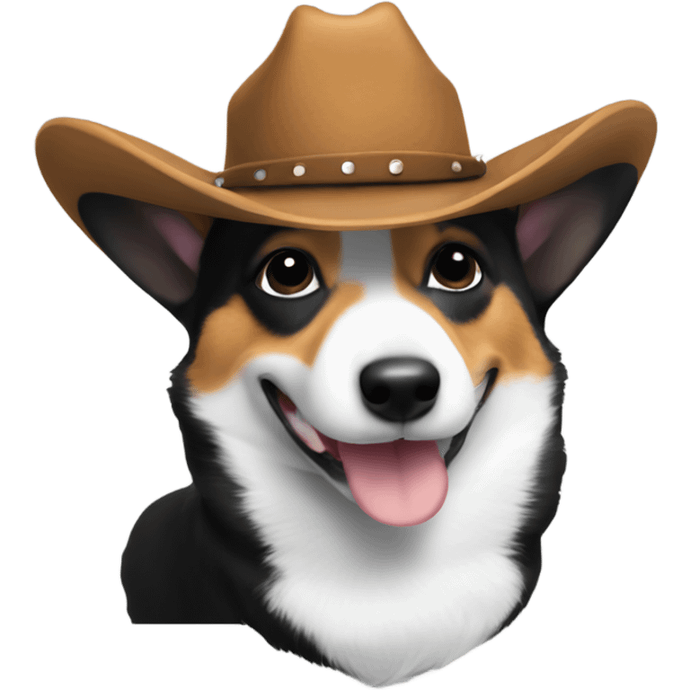 Cowboy corgi black and white wearing a cowboy hat emoji