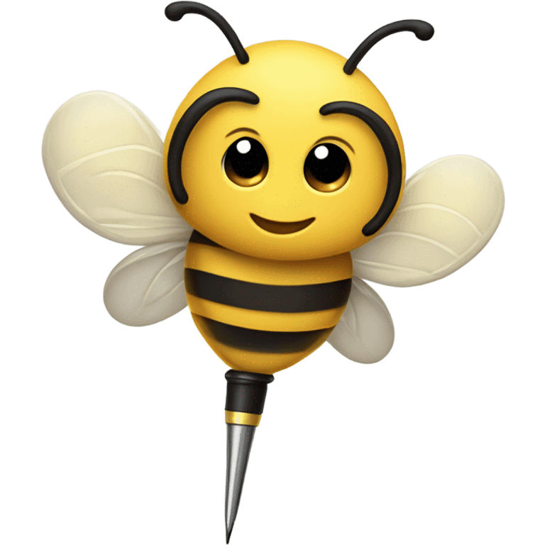 very cute busy bee with pen emoji