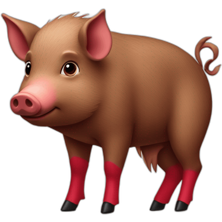 Wild pig with big red velvet shoes emoji