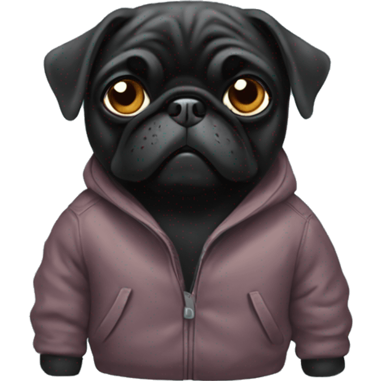 Black pug in jacket emoji