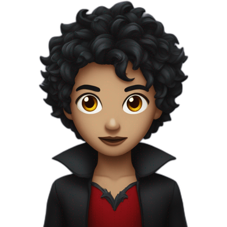 Un visage noir avec des dant de  vampire, les cheveux locks teinture de cheveux, les yeux remplacés par des étoiles, un jeune. emoji