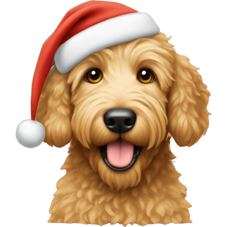 Golden doodle in Santa hat emoji