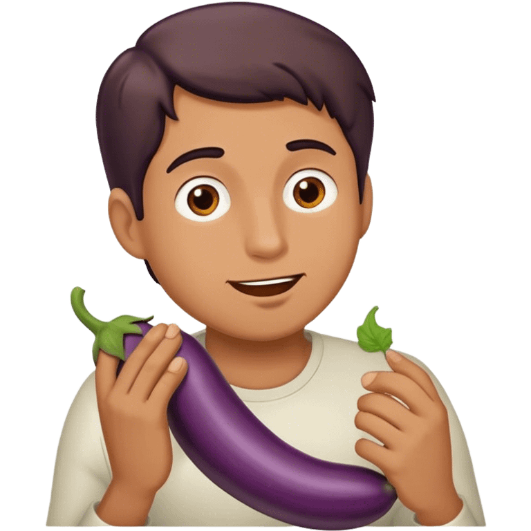 Man eating eggplant emoji