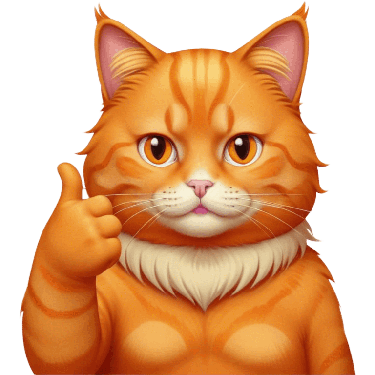 Orange cat giving middle finger to orange Donald Trump 💩 emoji