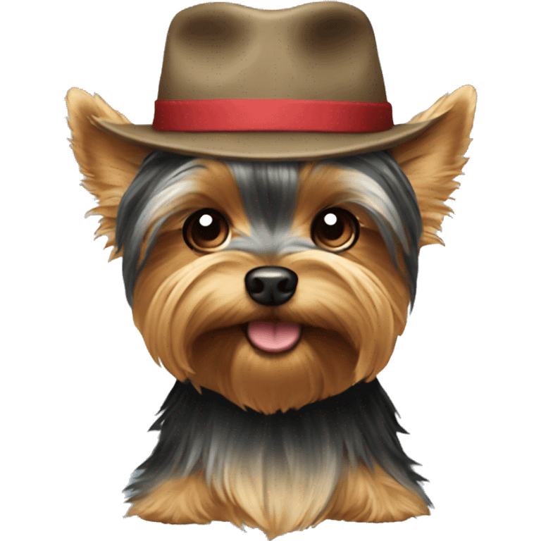 Yorkie wearing a hat emoji