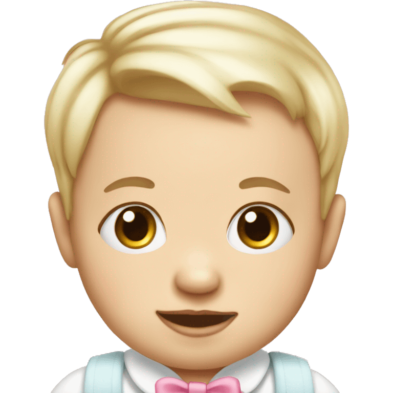 white baby boy wearing a pink bow emoji