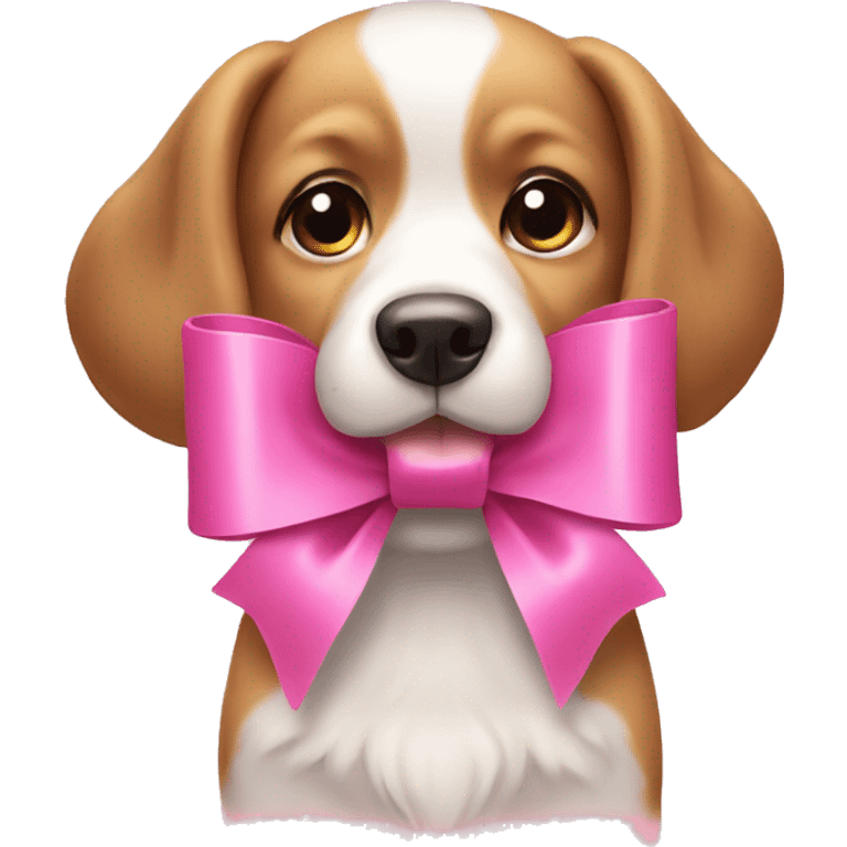 dog with two pink bows emoji