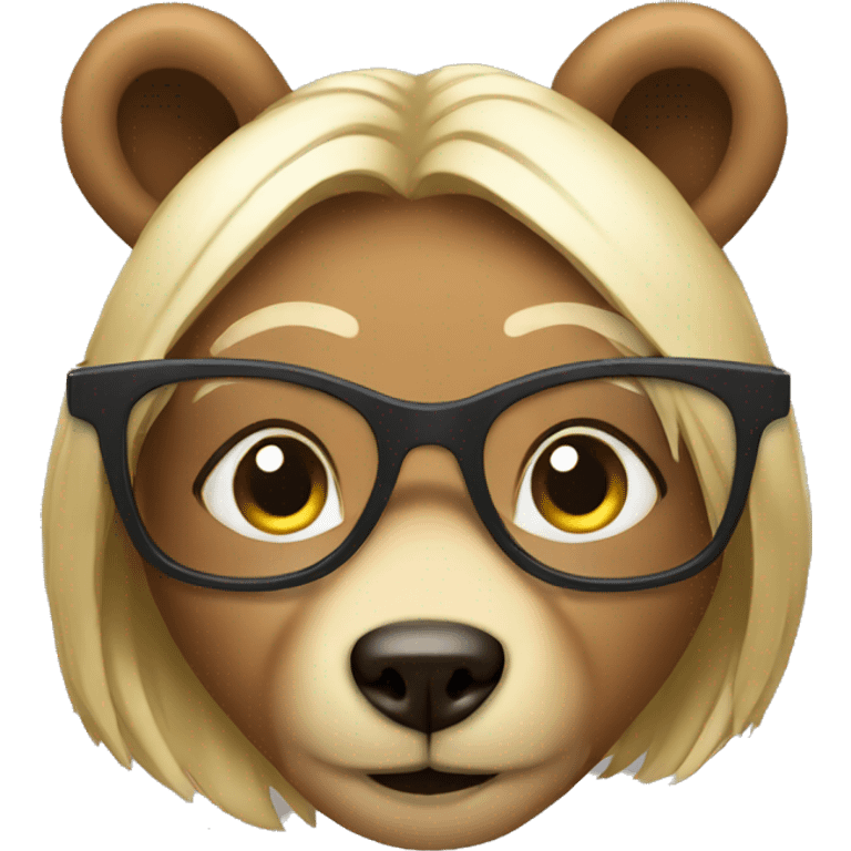 female bear with glasses using laptop emoji