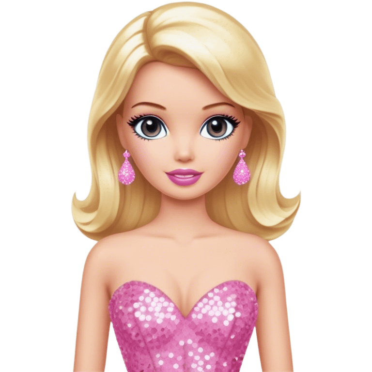 Glamorous blonde Barbie, pink sequin gown emoji