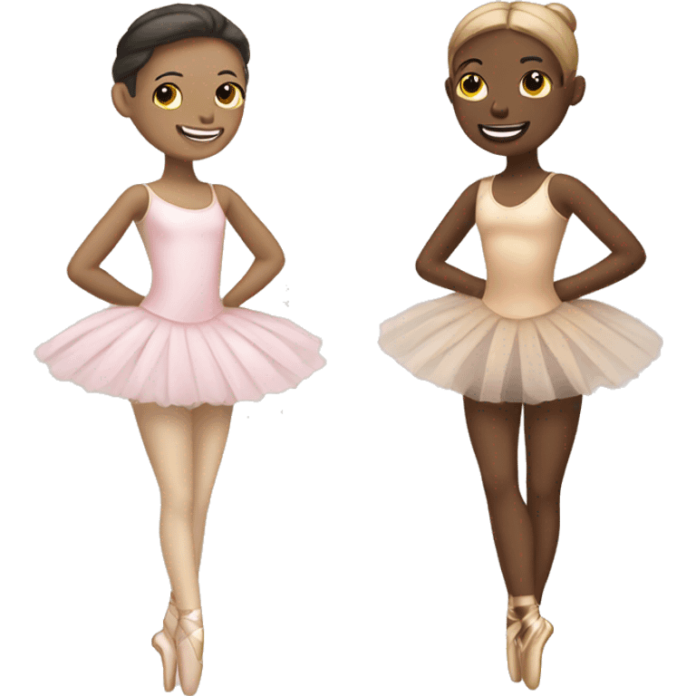 Two ballerina best friends one tan and one pale emoji