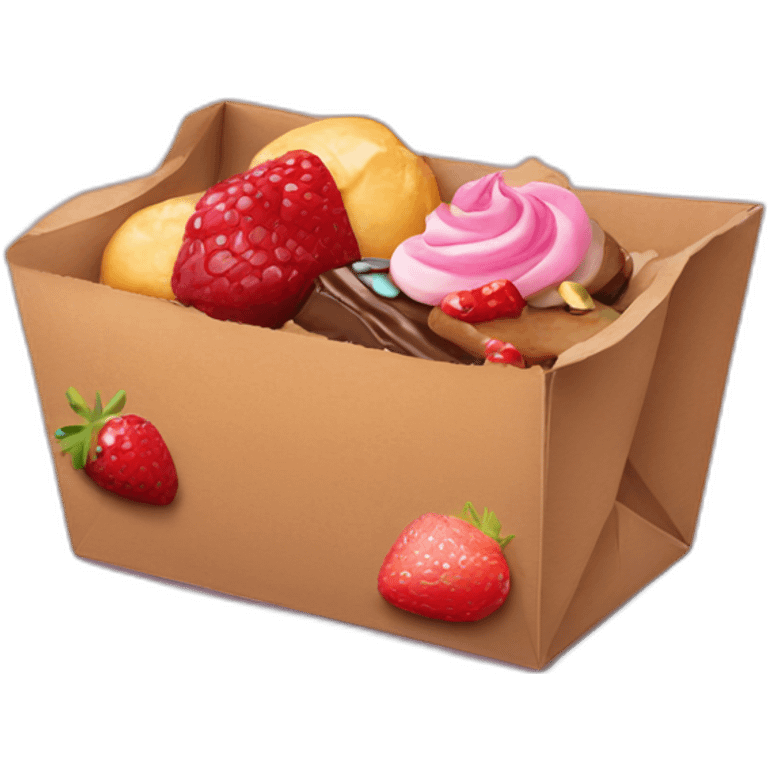 Cardboard bag with desserts emoji