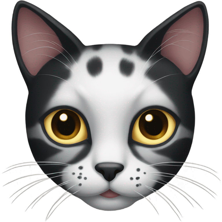 Black and with more white cat with spots  emoji