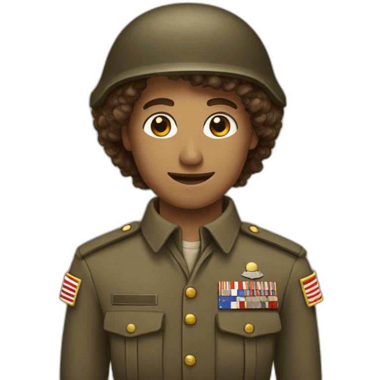 brown curly haired soldier emoji