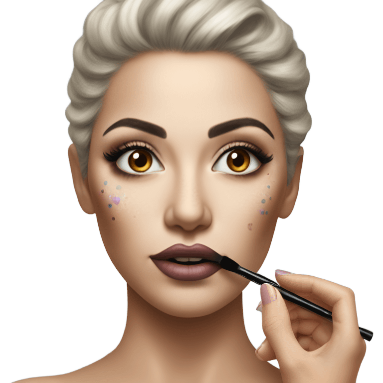 Hyper Realistic Beautiful lightly tattooed woman having make-up applied  emoji