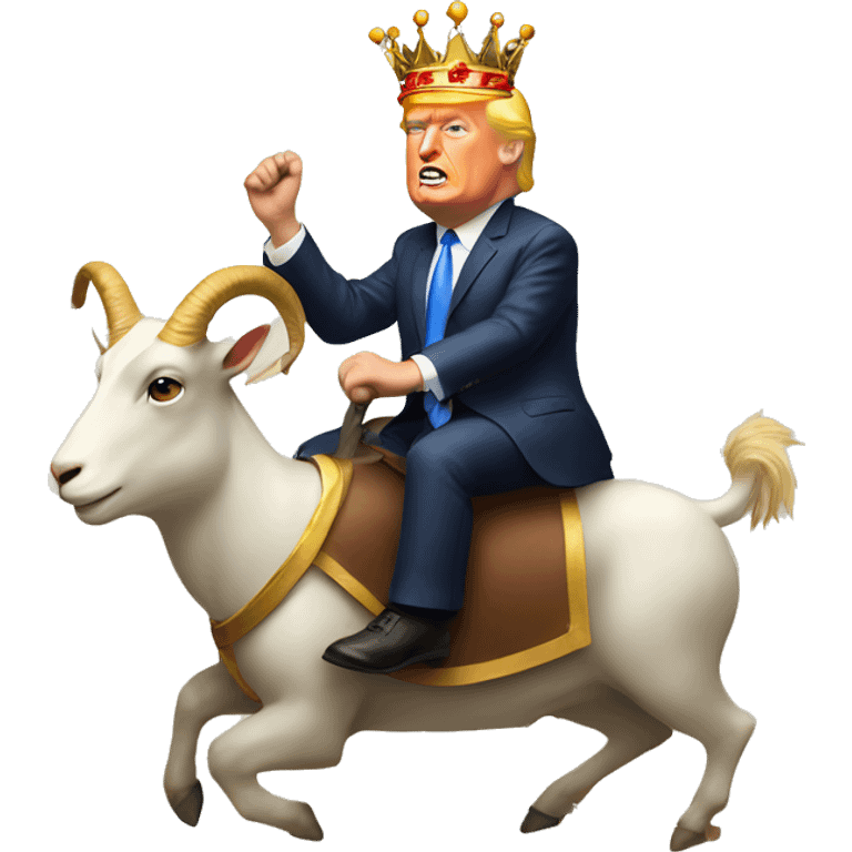 Trump riding a GOAT with crown emoji