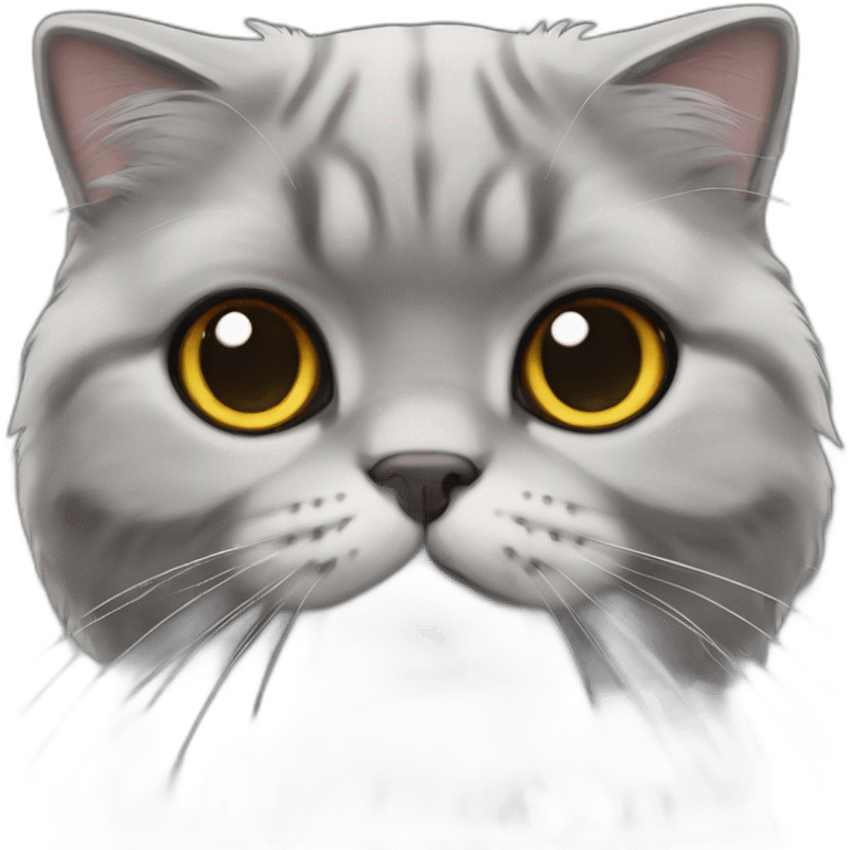 Scottish Fold Cat all grey long hair emoji