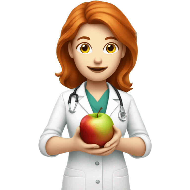 red hair nutritionist with apple emoji