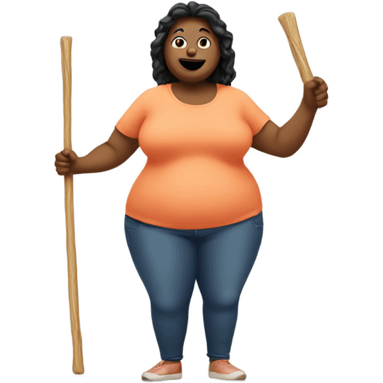 Draw a stick figure of a fat woman  emoji